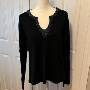 Elegant Black Beaded Women's Top